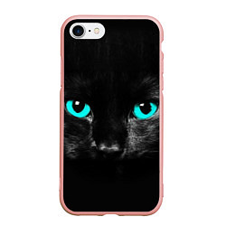 Чехол iPhone 7/8 матовый Чёрный кот с бирюзовыми глазами