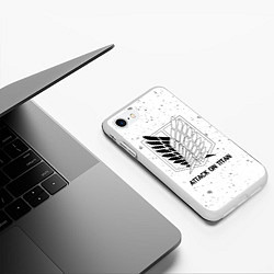Чехол iPhone 7/8 матовый Attack on Titan glitch на светлом фоне, цвет: 3D-белый — фото 2