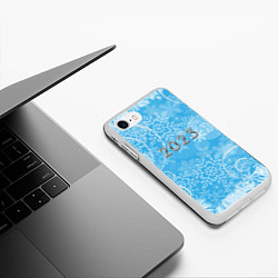 Чехол iPhone 7/8 матовый Морозный узор на стекле 2023, цвет: 3D-белый — фото 2