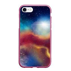 Чехол iPhone 7/8 матовый Многогранное космическое пространство - яркая звез, цвет: 3D-малиновый