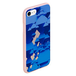 Чехол iPhone 7/8 матовый Абстрактные синие тетраэдры, цвет: 3D-светло-розовый — фото 2