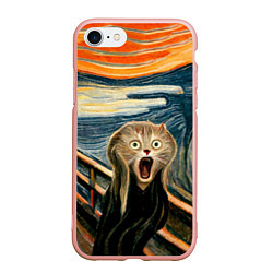 Чехол iPhone 7/8 матовый Нейросеть - крик кота, цвет: 3D-светло-розовый