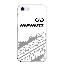 Чехол iPhone 7/8 матовый Infiniti speed на светлом фоне со следами шин: сим, цвет: 3D-белый