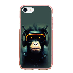 Чехол iPhone 7/8 матовый Кибер-обезьяна, цвет: 3D-светло-розовый