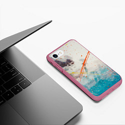 Чехол iPhone 7/8 матовый Абстрактные мазки красок на тенях и тумане, цвет: 3D-малиновый — фото 2