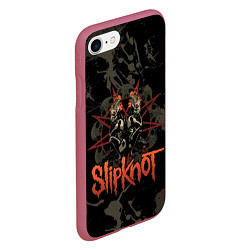 Чехол iPhone 7/8 матовый Slipknot dark satan, цвет: 3D-малиновый — фото 2