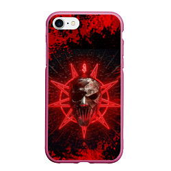 Чехол iPhone 7/8 матовый Slipknot red satan star, цвет: 3D-малиновый