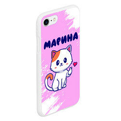 Чехол iPhone 7/8 матовый Марина кошечка с сердечком, цвет: 3D-белый — фото 2