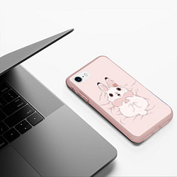 Чехол iPhone 7/8 матовый Милый кролик на розовом, цвет: 3D-светло-розовый — фото 2