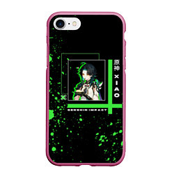 Чехол iPhone 7/8 матовый Genshin Impact: Xiao, цвет: 3D-малиновый