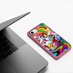 Чехол iPhone 7/8 матовый Super Mario - Gaming aesthetics - Collage, цвет: 3D-малиновый — фото 2