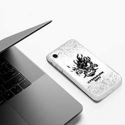 Чехол iPhone 7/8 матовый Cyberpunk 2077 с потертостями на светлом фоне, цвет: 3D-белый — фото 2