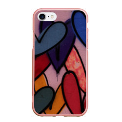 Чехол iPhone 7/8 матовый Граффити сердца, цвет: 3D-светло-розовый