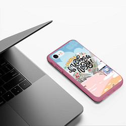 Чехол iPhone 7/8 матовый Счастья в новом году!, цвет: 3D-малиновый — фото 2