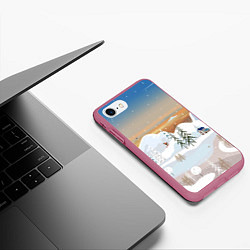 Чехол iPhone 7/8 матовый Новогоднее настроение - пейзаж, цвет: 3D-малиновый — фото 2