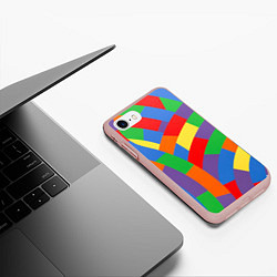 Чехол iPhone 7/8 матовый Разноцветные текстуры и паттерны, цвет: 3D-светло-розовый — фото 2