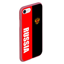 Чехол iPhone 7/8 матовый Россия: Черно-красный, цвет: 3D-малиновый — фото 2