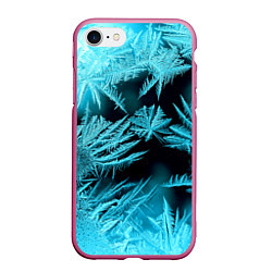Чехол iPhone 7/8 матовый Голубой лед - иней, цвет: 3D-малиновый