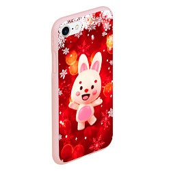 Чехол iPhone 7/8 матовый Зайчик и снегопад, цвет: 3D-светло-розовый — фото 2