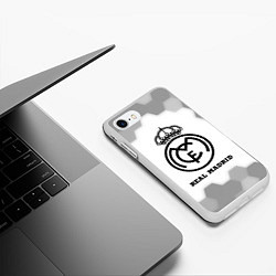 Чехол iPhone 7/8 матовый Real Madrid sport на светлом фоне, цвет: 3D-белый — фото 2