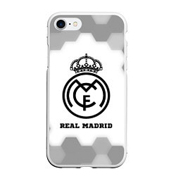 Чехол iPhone 7/8 матовый Real Madrid sport на светлом фоне, цвет: 3D-белый