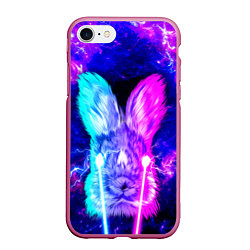 Чехол iPhone 7/8 матовый Неоновый кролик стреляет лазерами из глаз