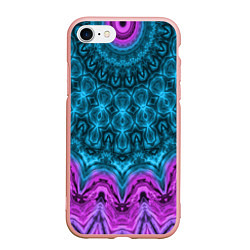 Чехол iPhone 7/8 матовый Малиново-синий орнамент калейдоскоп, цвет: 3D-светло-розовый