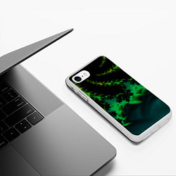 Чехол iPhone 7/8 матовый Фрактал зеленая ёлочка, цвет: 3D-белый — фото 2
