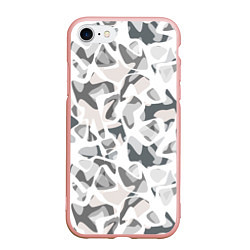 Чехол iPhone 7/8 матовый Абстрактный пятнистый узор Камуфляж зимний, цвет: 3D-светло-розовый