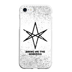 Чехол iPhone 7/8 матовый Bring Me the Horizon с потертостями на светлом фон, цвет: 3D-белый