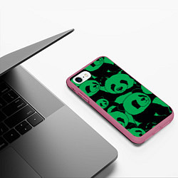Чехол iPhone 7/8 матовый Panda green pattern, цвет: 3D-малиновый — фото 2