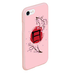 Чехол iPhone 7/8 матовый Цветущая сакура с иероглифом cолнце, цвет: 3D-светло-розовый — фото 2