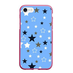 Чехол iPhone 7/8 матовый Звёзды на голубом фоне, цвет: 3D-малиновый
