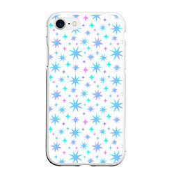 Чехол iPhone 7/8 матовый Разноцветные звезды на белом фоне, цвет: 3D-белый