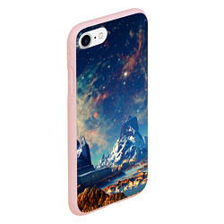 Чехол iPhone 7/8 матовый Горы и бескрайний космос, цвет: 3D-светло-розовый — фото 2