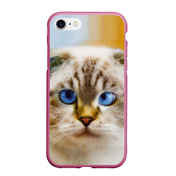Чехол iPhone 7/8 матовый Кошка породы шотландская вислоухая косоглазая, цвет: 3D-малиновый