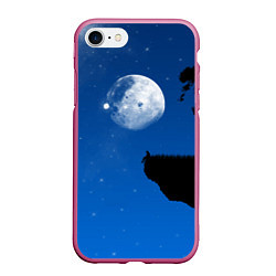 Чехол iPhone 7/8 матовый На краю пропасти под луной, цвет: 3D-малиновый
