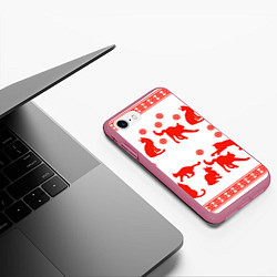 Чехол iPhone 7/8 матовый Котэ пиксель арт, цвет: 3D-малиновый — фото 2
