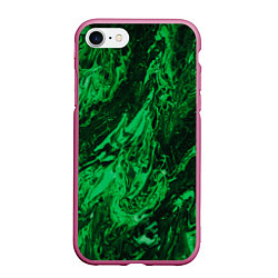 Чехол iPhone 7/8 матовый Зелёные краски во тьме, цвет: 3D-малиновый