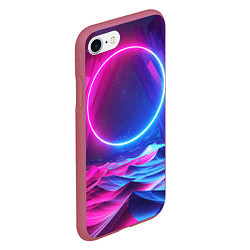 Чехол iPhone 7/8 матовый Круг и разноцветные кристаллы - vaporwave, цвет: 3D-малиновый — фото 2