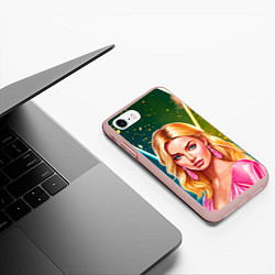 Чехол iPhone 7/8 матовый Нейросеть - Барби Марго Робби аниме, цвет: 3D-светло-розовый — фото 2