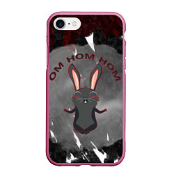 Чехол iPhone 7/8 матовый Черный кролик ом ном ном, цвет: 3D-малиновый