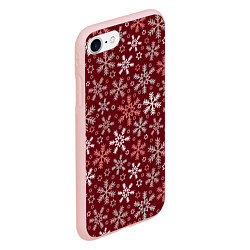 Чехол iPhone 7/8 матовый Новогодний узор из снежинок, цвет: 3D-светло-розовый — фото 2