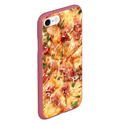 Чехол iPhone 7/8 матовый Вкусная пицца, цвет: 3D-малиновый — фото 2