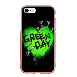Чехол iPhone 7/8 матовый Green day heart nails, цвет: 3D-светло-розовый