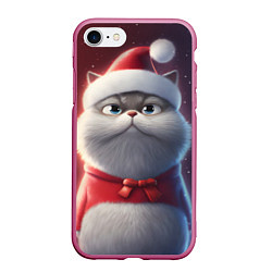 Чехол iPhone 7/8 матовый Новогодний кот в шапке