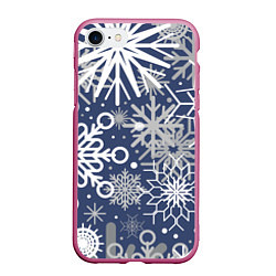 Чехол iPhone 7/8 матовый Волшебный снегопад, цвет: 3D-малиновый