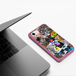 Чехол iPhone 7/8 матовый Очень пёстрый арт, цвет: 3D-малиновый — фото 2