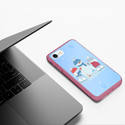 Чехол iPhone 7/8 матовый Самый лучший снеговик, цвет: 3D-малиновый — фото 2