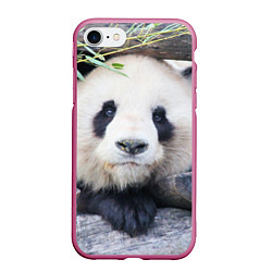 Чехол iPhone 7/8 матовый Панда отдыхает, цвет: 3D-малиновый